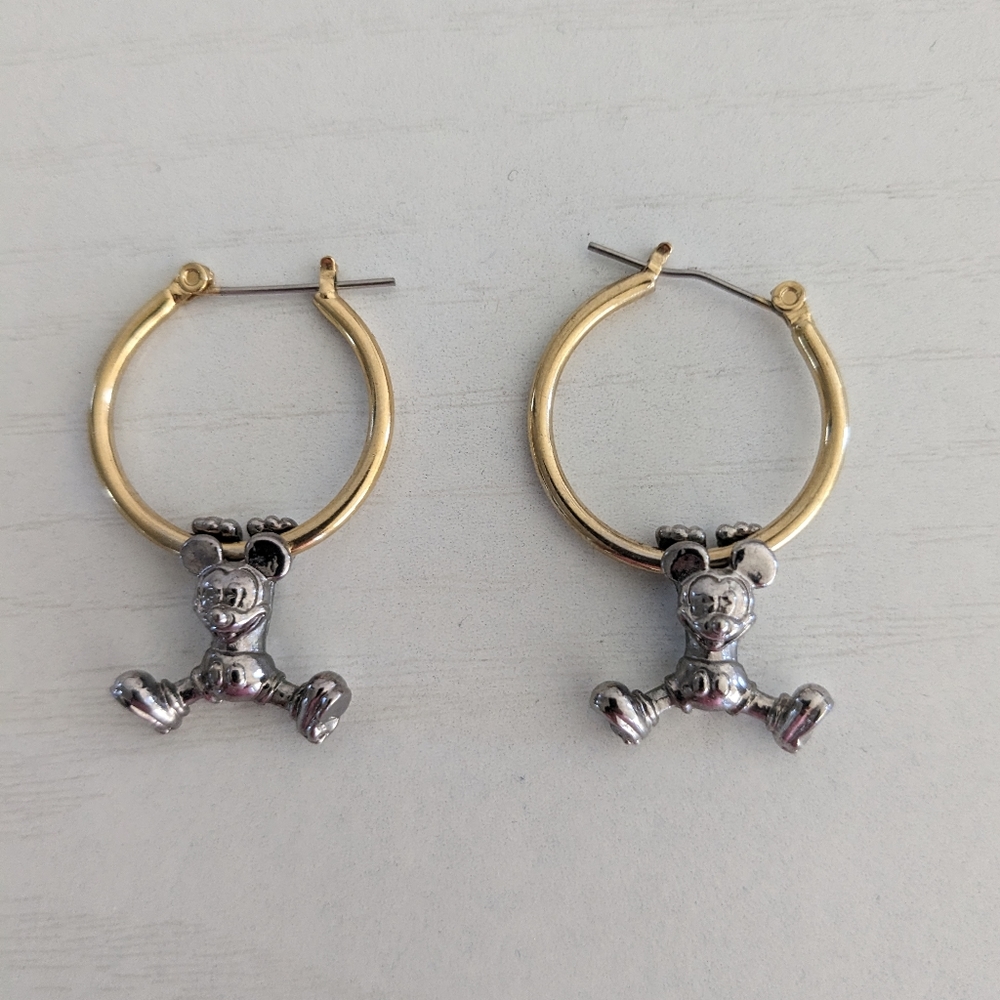 Gold Mickey Mouse hoop earrings